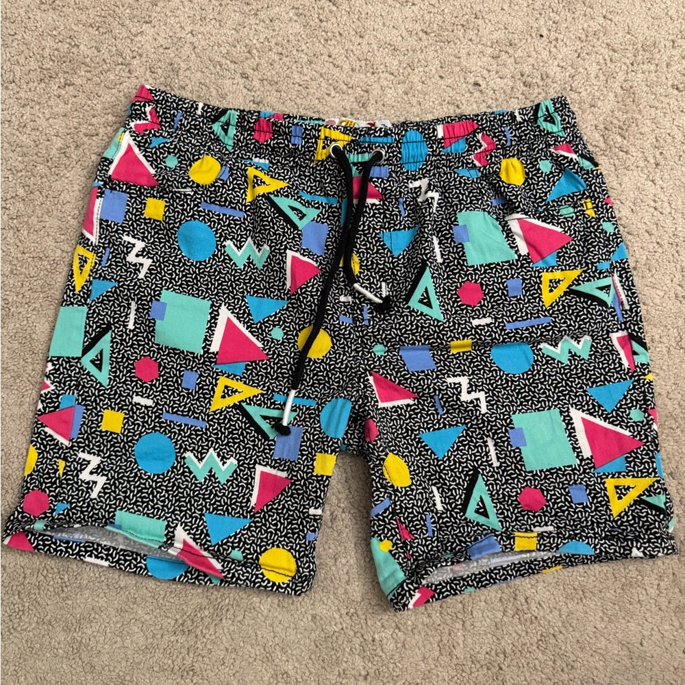 Colorful 90’s Style Geometric Patterned Shorts